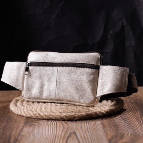 Сумка Vintage На пояс з натуральної шкіри Біла (21305)