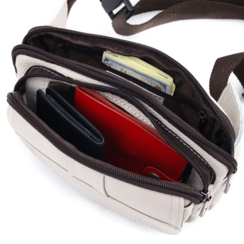 Сумка Vintage На пояс з натуральної шкіри Біла (21305)