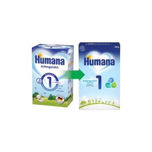 Дитяча суміш Humana 1 LC PUFA з пребіотиками і нуклеотидами, 600 г (4031244720221)