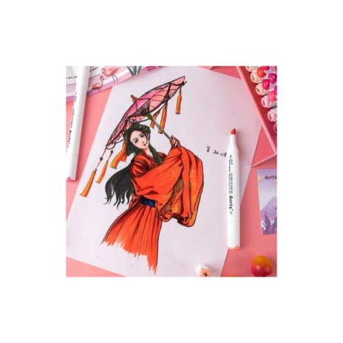 Художній маркер Arrtx Спиртові Alp ASM-02RD 24 кольори Червоні відтінки (LC302253)