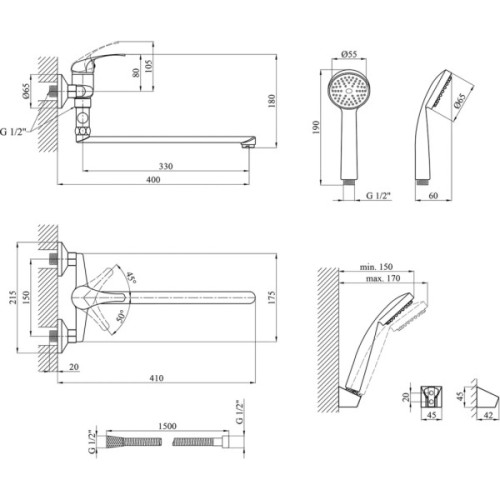 Змішувач Agua Leon-C070 (CV012079)