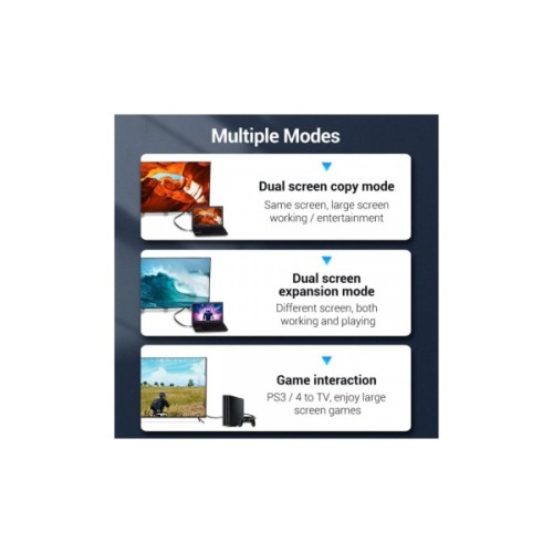 Кабель мультимедійний HDMI M to HDMI M 8.0m V2.0 4K60Hz PVC flat black Vention (AAKBK)