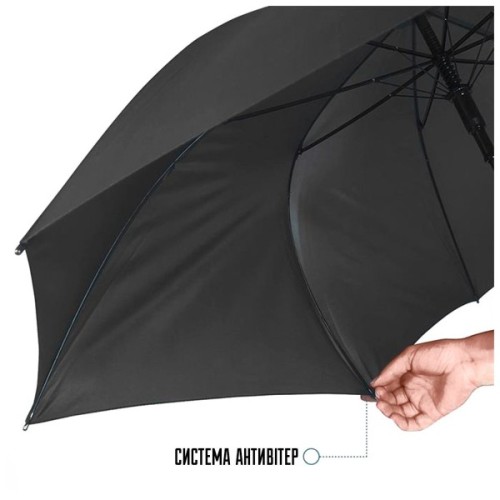 Парасоля Perletti Reflecting тростина, з системою антивітер, чорна (P96014-01)