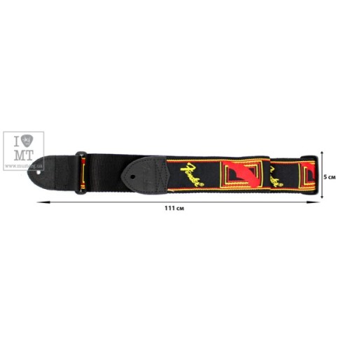 Ремінь для гітари Fender Strap 2" Monogrammed Black/Yellow/Red (20515)