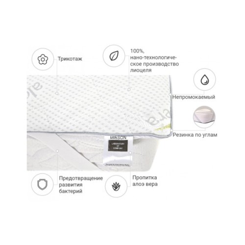 Наматрацник MirSon №1048 Alberto Тенцель (Modal) Aloe Vera 80х200 см (2200001508323)