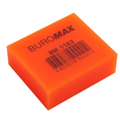 Гумка Buromax NEON, прямокутна 40x35x14 мм, м'який пластик, асорті кольорів (BM.1123)