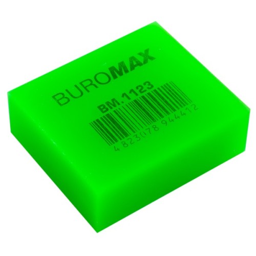 Гумка Buromax NEON, прямокутна 40x35x14 мм, м'який пластик, асорті кольорів (BM.1123)