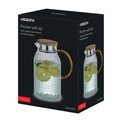 Глечик Ardesto Dew 1500 мл, боросилікатне скло, прозорий (AR2615BPG)