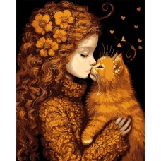 Картина по номерам Santi Дівчинка та кошеня 40х50 см (955745)