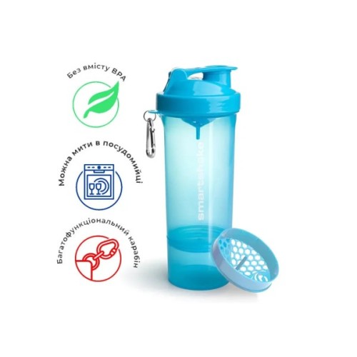 Шейкер спортивний SmartShake Slim 500ml Neon Blue (10253101)