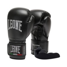 Боксерські рукавички Leone GN383 Thunder Black 12 унцій (капу в комплекті) (GN383_Black_12oz)