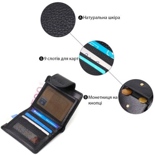 Гаманець Tony Bellucci З натуральної шкіри Чорний (21987)