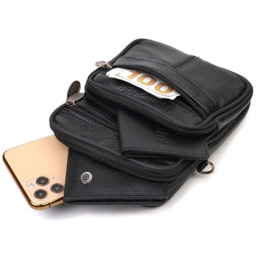 Сумка Vintage На пояс з натуральної шкіри Чорна (21483)