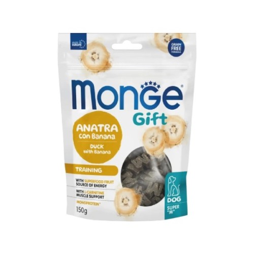 Ласощі для собак Monge Gift Dog Training качка з бананом 150 г (8009470085748)