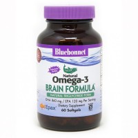 Жирні кислоти Bluebonnet Nutrition Омега-3 Формула для Мозку, Omega-3 Brain Formula, 60 желатин (BLB0944)
