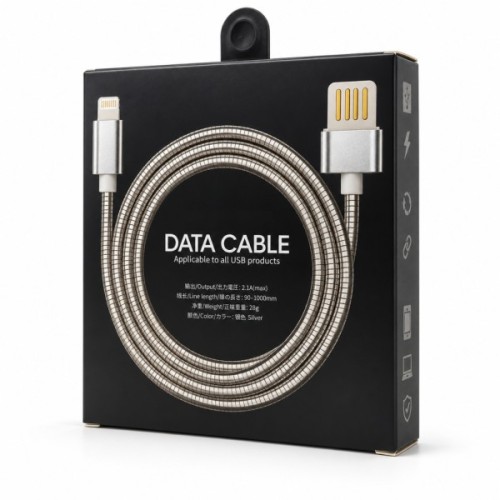 Дата кабель USB 2.0 AM to Lightning 1.0m 2.4A metal silver XoKo (XK-CTL-001-SL)