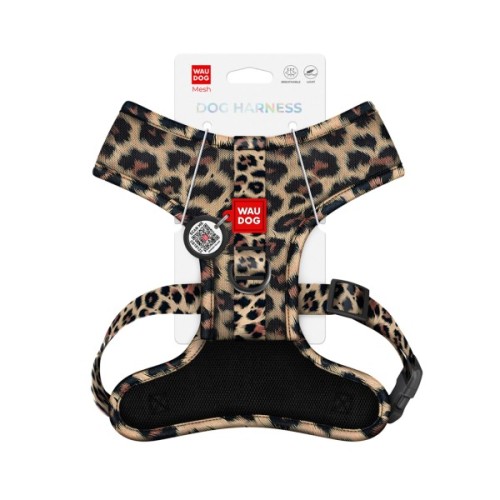 Шлея для собак WAUDOG Mesh дихаюча з QR адресником "Леопард" L (235-4066)