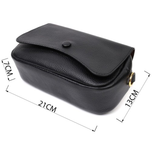 Сумка Vintage Вечірня Жіноча з фігурним клапаном із натуральної шкіри Чорна (22429)