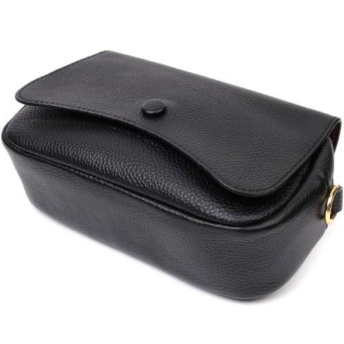 Сумка Vintage Вечірня Жіноча з фігурним клапаном із натуральної шкіри Чорна (22429)