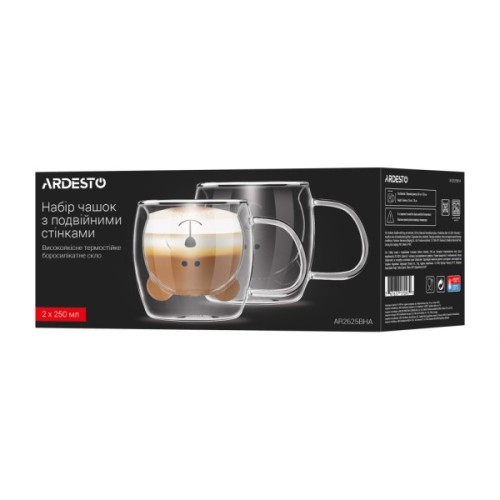 Набір чашок Ardesto Animals BHA 250 мл 2 шт прозорий (AR2625BHA)