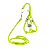 Шлея для собак WAUDOG Glamour з повідцем кругла Д 6 мм А 42-60 см В 46-64 см салатова (34025)
