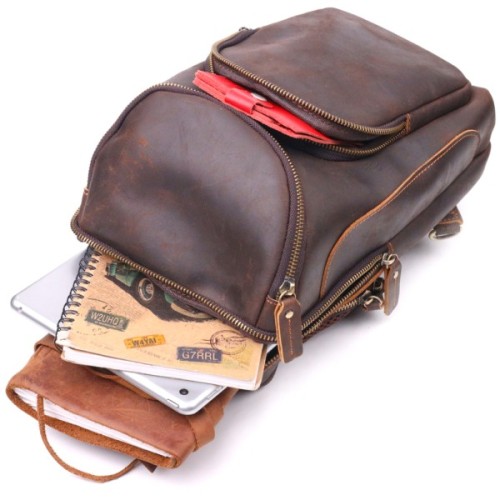 Сумка Vintage Вінтажна чоловіча через плече з натуральної шкіри Коричнева (21303)