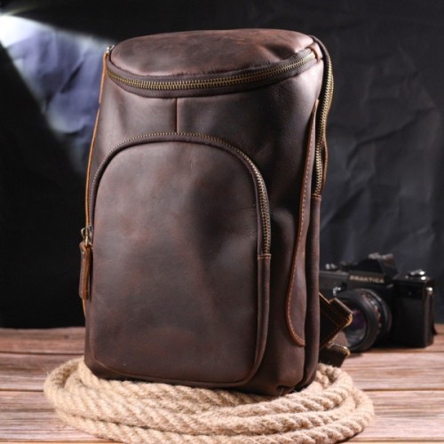 Сумка Vintage Вінтажна чоловіча через плече з натуральної шкіри Коричнева (21303)