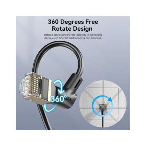 Патч-корд 1м STP cat 8 RJ-45 90° corner black Vention (IKLBF)