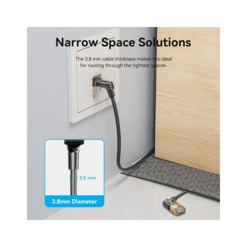 Патч-корд 1м STP cat 8 RJ-45 90° corner black Vention (IKLBF)
