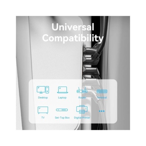 Патч-корд 1м STP cat 8 RJ-45 90° corner black Vention (IKLBF)