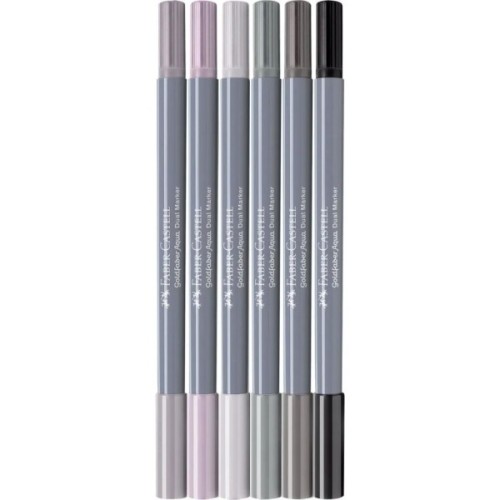 Художній маркер Faber-Castell набір акварельних двосторонніх Goldfaber Aqua Dual Marker Shades of grey, 6 кольорів (32309)