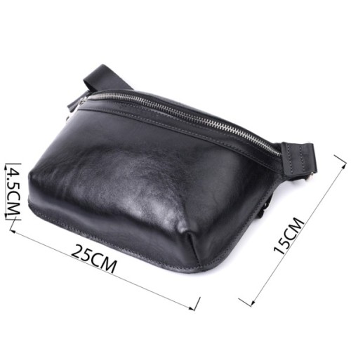 Сумка Grande Pelle Шкіряна бананка унісекс Чорна (22813)