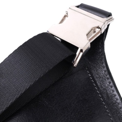 Сумка Grande Pelle Шкіряна бананка унісекс Чорна (22813)