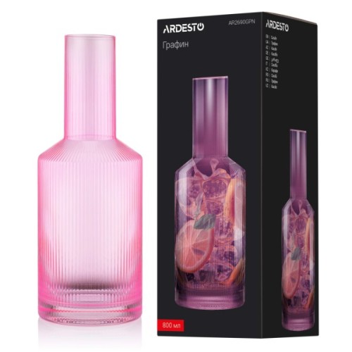 Карафа Ardesto 800мл, боросилікатне скло, рожевий (AR2690GPN)