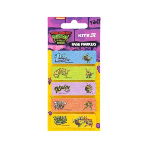 Стікер-закладка Kite паперова з малюнком Ninja Turtles, 100 шт, 5х15х50 мм, прямокутна (NT25-480)