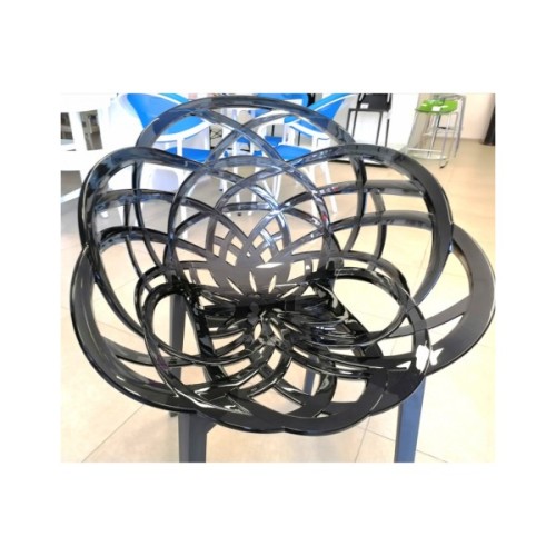 Кухонний стілець PAPATYA flora, сидіння прозоро-димчате, ніжки антрацитові (2310)