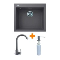 Мийка кухонна Adamant Univer сірий + змішувач + дозатор (4824296902104)