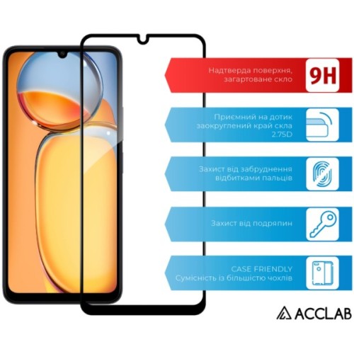 Скло захисне ACCLAB Full Glue Xiaomi Redmi 13C Black (1283126583209)
