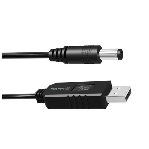 Кабель живлення USB to DC 5.5x2.5mm 12V 1.0m black ColorWay (CW-CBUD067-BK)