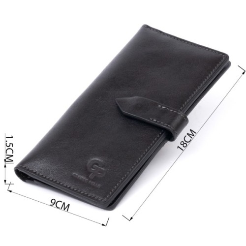 Гаманець Grande Pelle Anet на кнопці Чорний (11324)