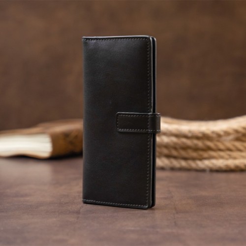 Гаманець Grande Pelle Anet на кнопці Чорний (11324)