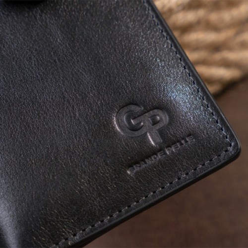 Гаманець Grande Pelle Anet на кнопці Чорний (11324)