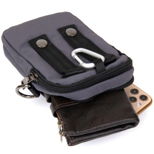 Сумка Vintage На пояс нейлон Сіра (20646)