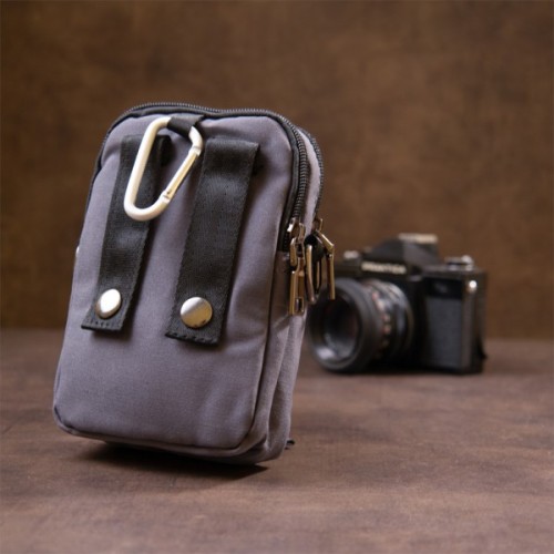 Сумка Vintage На пояс нейлон Сіра (20646)