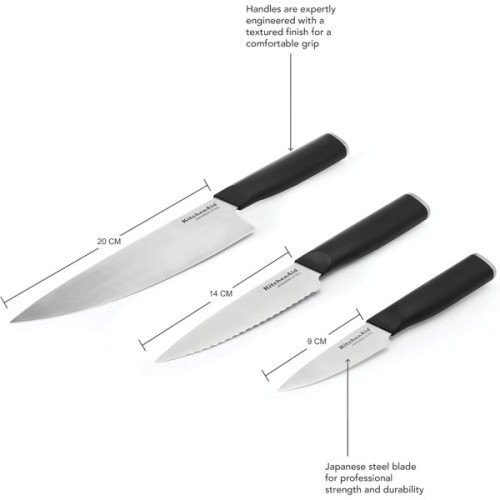 Набір ножів KitchenAid Classic з захисними чохлами, 3 предмети (KEG3PTHEOHOBA)