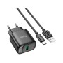 Зарядний пристрій HOCO C140A Smart USB QC3.0 + cable USB to USB-C Black (6942007627825)