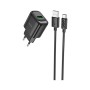 Зарядний пристрій HOCO C140A Smart USB QC3.0 + cable USB to USB-C Black (6942007627825)