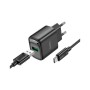 Зарядний пристрій HOCO C140A Smart USB QC3.0 + cable USB to USB-C Black (6942007627825)
