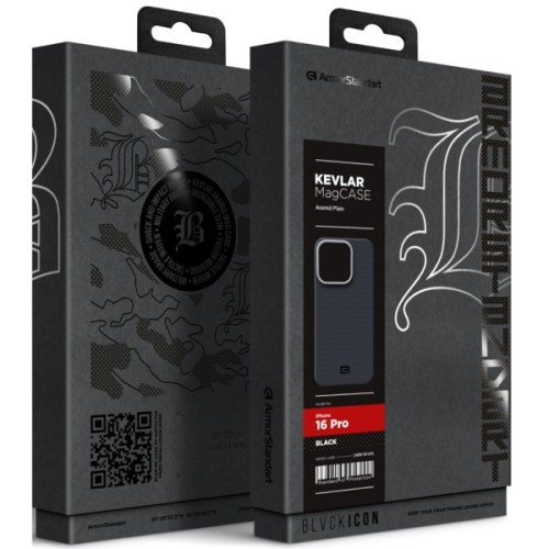 Чохол до мобільного телефона Armorstandart BlackIcon Aramid Plain MagCase Apple iPhone 16 Pro Black (ARM90169)
