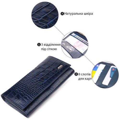 Гаманець Canpellini З натуральної шкіри Синій (21531)